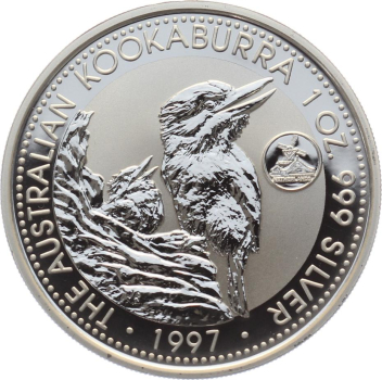 Preview: Australien 1 Dollar 1997 Kookaburra - 1 Unze Feinsilber - Privymark "Niederlande"